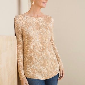 Chico’s neutral Reptile Bateau sweater